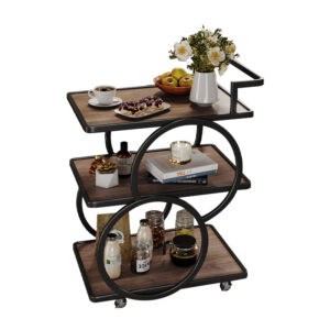 Bar cart with wheels, food cart, beverage, snack cart, mobile storage rack, service cart with storage, suitable for club, SPA, coffee shop entrance, kitchen, living room, corridor, sofa