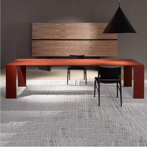 Simple and modern solid wood conference table, special-shaped long table, black, high-end, designer office table, business negotiation table