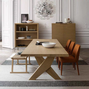 Simple and modern solid wood conference table, special-shaped long table, irregular shape, high-end style, designer office table, business negotiation table