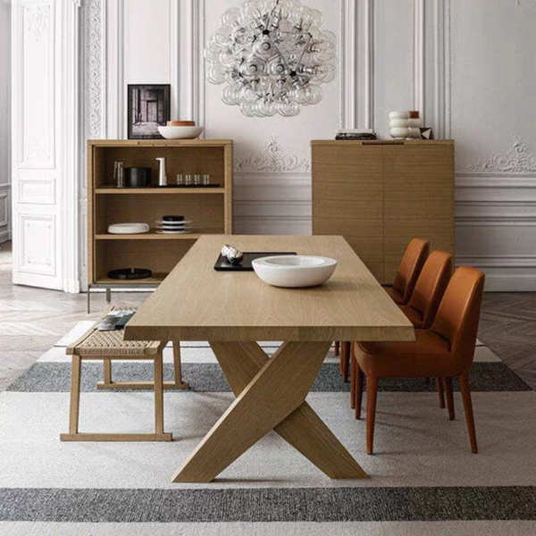 Simple and modern solid wood conference table, special-shaped long table, irregular shape, high-end style, designer office table, business negotiation table