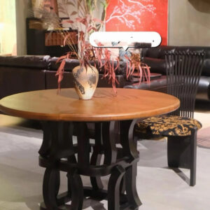 Simple solid wood round conference table, sophisticated design, black table, business table, small guesthouse table, irregular table